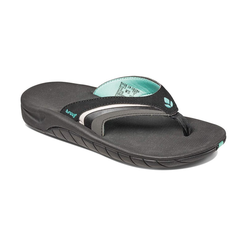 Reef Slap Womens Beach Flip Flop, Arch Support, Durable Outsole, Water Friendly, Black/Black/Aqua, 8 - Image 3